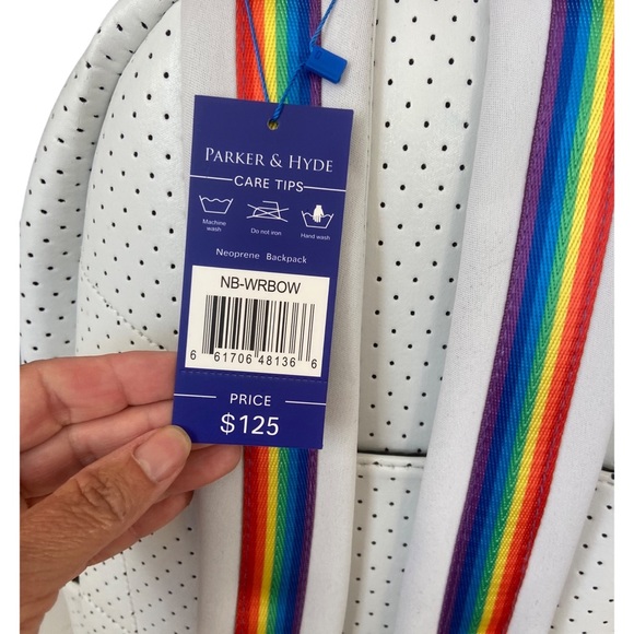 NWT Parker and Hyde Neoprene Backpack, PRIDE Rainbow and White - Picture 2 of 7